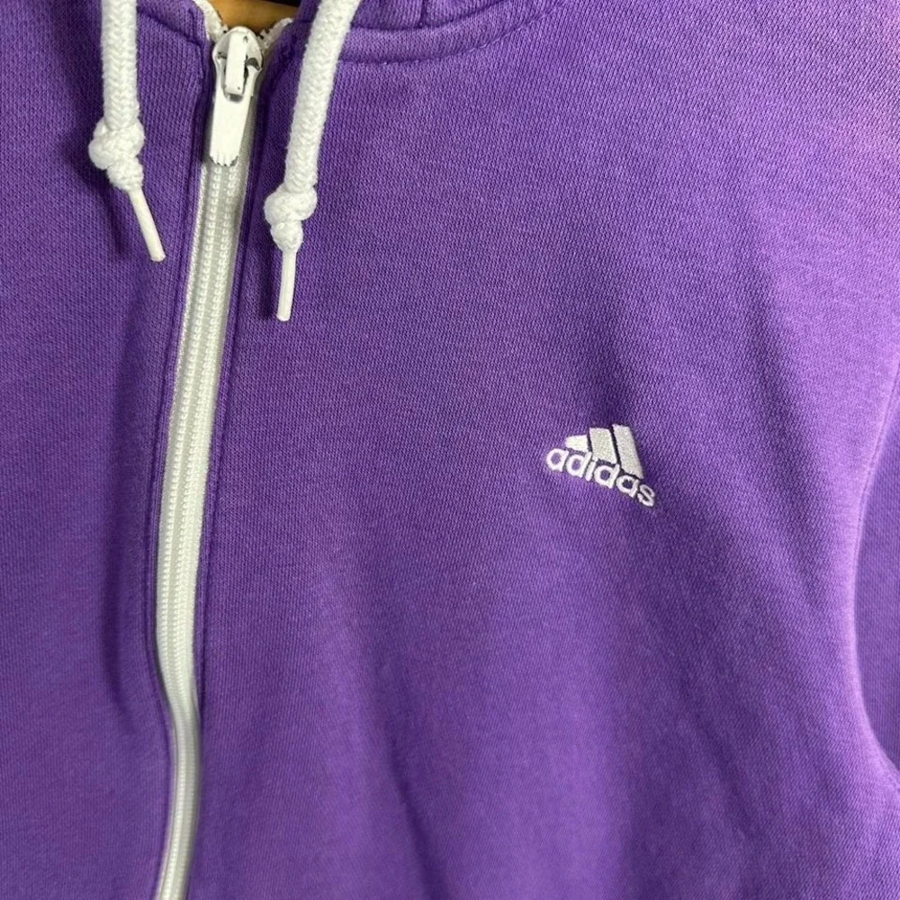 Adidas Jacket Hoodie Large  Women's Full Zip Purple Embroidered Logo‎ Activewear - Picture 4 of 7